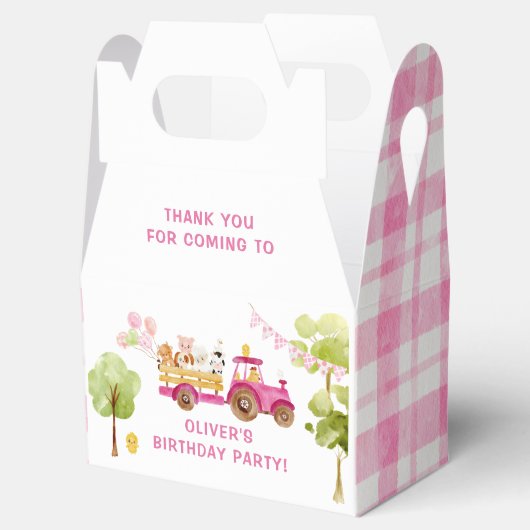ガールピンクファーム動物の誕生日パーティー フェイバーボックス (オープン)