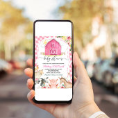 ガールピンクファーム動物ベビーシャワー 招待状