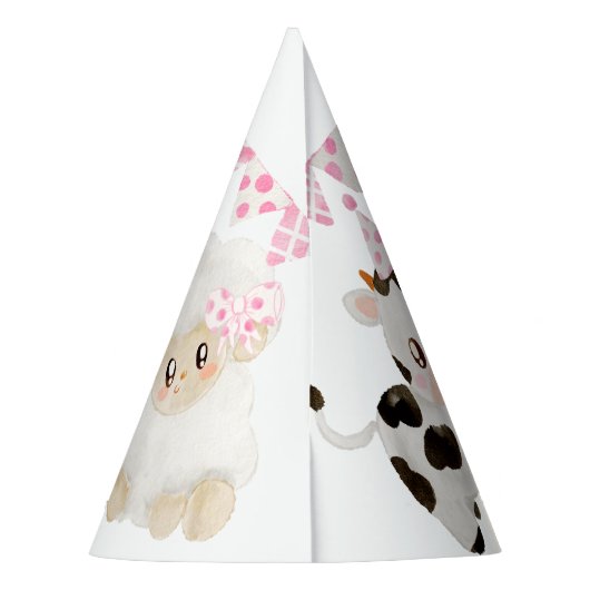 ガールピンクファーム動物、パーティー動物の誕生日 パーティーハット (裏面)