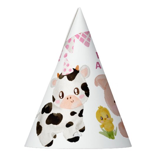 ガールピンクファーム動物、パーティー動物の誕生日 パーティーハット (左)