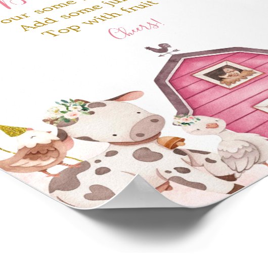 ガールピンクファーム回転木馬マムオーサバーサイン ポスター (角)