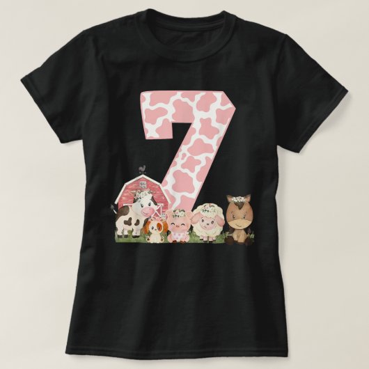 ガールピンクファーム納屋周囲の庭7位誕生日衣装ガール7 Tシャツ (デザイン正面)