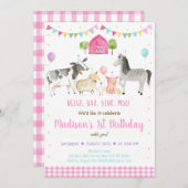 ガールピンクファーム誕生日 招待状 (正面/裏面)