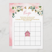 ガールピンクファーム赤ちゃんシャワービンゴゲーム 招待状 (正面/裏面)