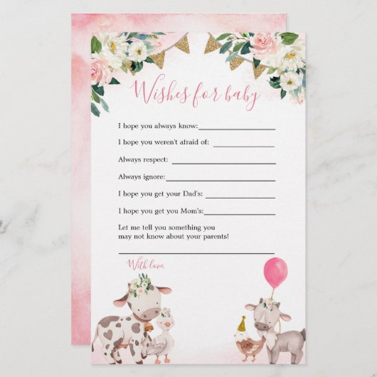 ガールピンクファーム赤ちゃんシャワーベビー (正面/裏面)