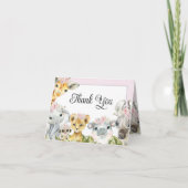 ガールピンクフローラサファリベイビーシャワーありがとう サンキューカード (正面)