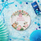 ガールピンクフローラファームバースデーパーティープレート ペーパープレート (パーティー)