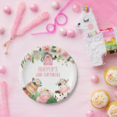 ガールピンクフローラファームバースデーパーティープレート ペーパープレート (パーティー)
