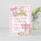 ガールピンクフローララムファースト誕生日招待状 招待状 (スタンド正面)