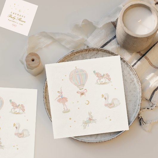 ガールピンクプリンセスおとぎ話バレリーナベイビーシャワー スタンダードカクテルナプキン