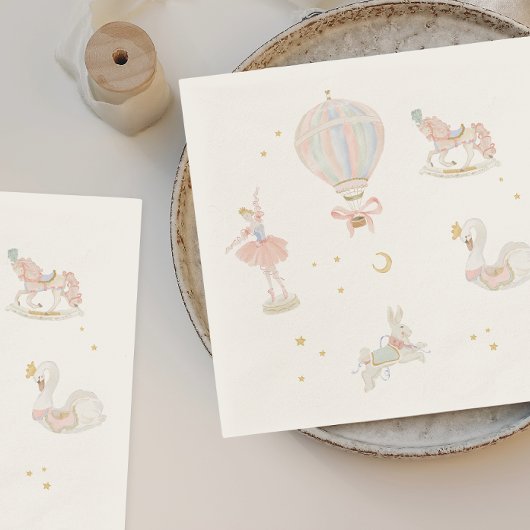 ガールピンクプリンセスバレリーナバースデーパーティー スタンダードカクテルナプキン