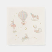 ガールピンクプリンセスバレリーナバースデーパーティー スタンダードカクテルナプキン (正面)