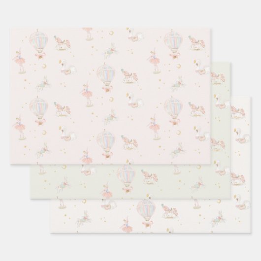 ガールピンクプリンセスバレリーナバースデーパーティー ラッピングペーパーシート (セット)