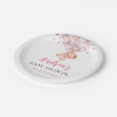 ガールピンクベアーベビーシャワー紙プレート ペーパープレート (アングル)