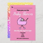 ガールピンクベビーシャワー招待状 招待状 (正面/裏面)