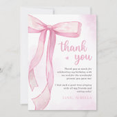 ガールピンクボウ誕生日パーティー サンキューカード (正面)