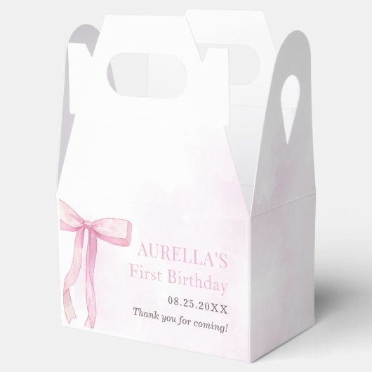 ガールピンクボウ1st誕生日パーティー フェイバーボックス (オープン)