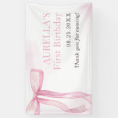 ガールピンクボウ1st誕生日パーティー 横断幕 (縦)