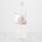 ガールピンクボホエレファントベビージャーシャワー ペットボトルラベル (正面)