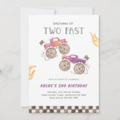 ガールピンクモンスタートラックツーファスト誕生日 招待状 (正面)