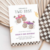 ガールピンクモンスタートラックツーファスト誕生日 招待状