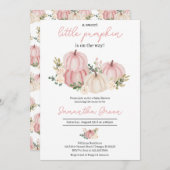 ガールピンクリトルカボチャ赤ちゃんシャワー 招待状 (正面/裏面)