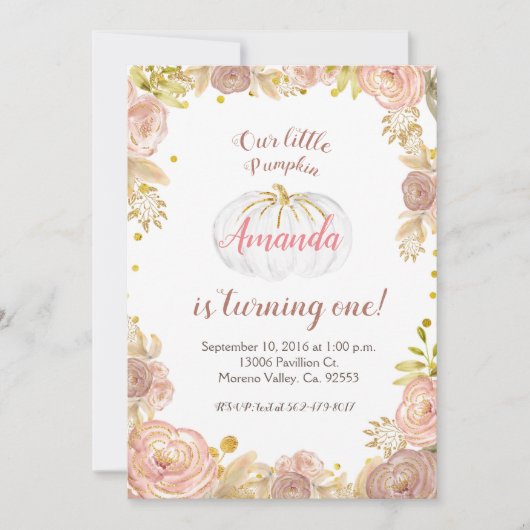 ガールピンク私たちのカボチャは1つの招待状を回している 招待状 (正面)