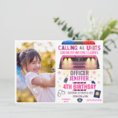 ガールピンク警察官警察誕生日 招待状 (スタンド正面)