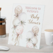 ガールピンク金ゴールドバルーンベビーシャワーウェルカムテーブル 台座サイン (インサイチュ)