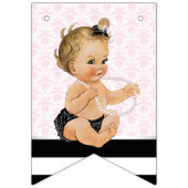 ガールピンク黒ベビーシャワー バンティングフラッグ (第1の旗)