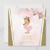 ガールピンク&金ゴールドヴィンテージガールベビーシャワー 招待状 (裏面)