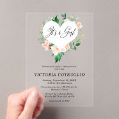 ガールピーチベビーシャワーアクリル招待状 アクリル招待状 (インサイチュ (ポータブル))