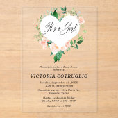 ガールピーチベビーシャワーアクリル招待状 アクリル招待状 (正面)