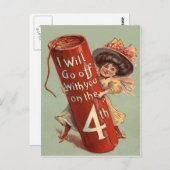 ガールファイアワークファイレクラッカー招待状 ポストカード (正面/裏面)