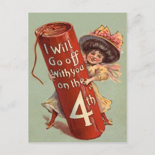 ガールファイアワークファイレクラッカー招待状 ポストカード (正面)