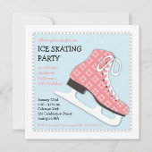 ガールファンキーアイススケートで滑る誕生日パーティー 招待状 (正面)