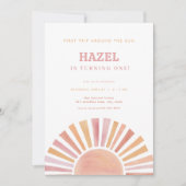 ガールファーストのまわりにトリップザサン誕生日招待状 招待状 (正面)