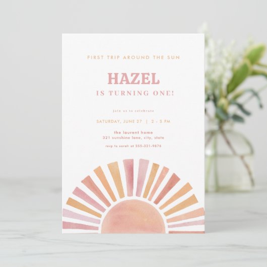 ガールファーストのまわりにトリップザサン誕生日招待状 招待状 (スタンド正面)