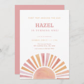 ガールファーストのまわりにトリップザサン誕生日招待状 招待状 (正面/裏面)