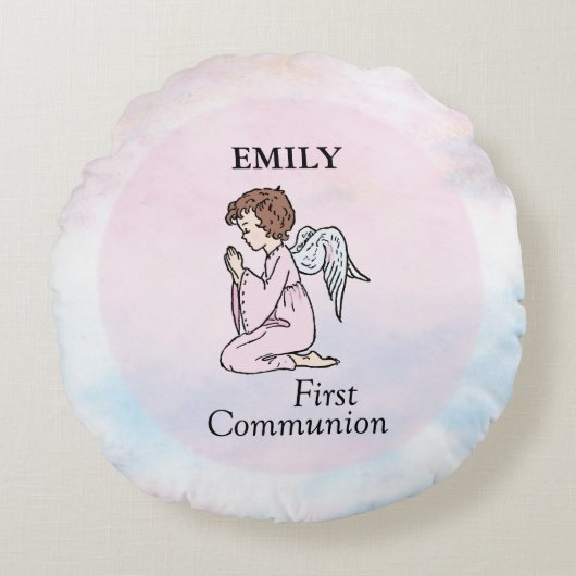 ガールファーストコミュニオンエンジェル ラウンドクッション (正面)