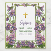 ガールファーストコミュニオンパープルバイオリエットクロスフローラ ワインラベル (シングルラベル)