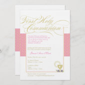 ガールファーストコミュニオン招待状-ピンク5 x 7 招待状 (正面/裏面)