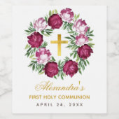 ガールファーストコミューオンピンクブルゴーニュフローラリース ワインラベル (シングルラベル)