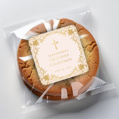 ガールファーストコミューニオンピンクフェイク金ゴールドヴィンテージ華美 スクエアシール