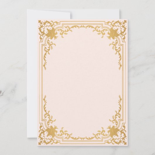 ガールファーストコミューニオンピンクフェイク金ゴールドヴィンテージ華美 招待状 (裏面)