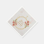 ガールファーストコミューニオンピンクマグノリア金ゴールドマーブル スタンダードカクテルナプキン (角)