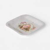 ガールファーストコミューニオンフォトマーブルピンクオーキッド金ゴールド ペーパープレート (傾斜あり)