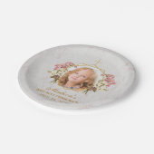 ガールファーストコミューニオンフォトマーブルピンクオーキッド金ゴールド ペーパープレート (アングル)