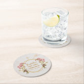 ガールファーストコミューニオンマーブルピンクオーキッド金ゴールドクロス ラウンドペーパーコースター (インサイチュ)