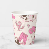 ガールファーストロデオ女性のカーボーイピンクブラウン誕生日パーティー 紙コップ (裏面)